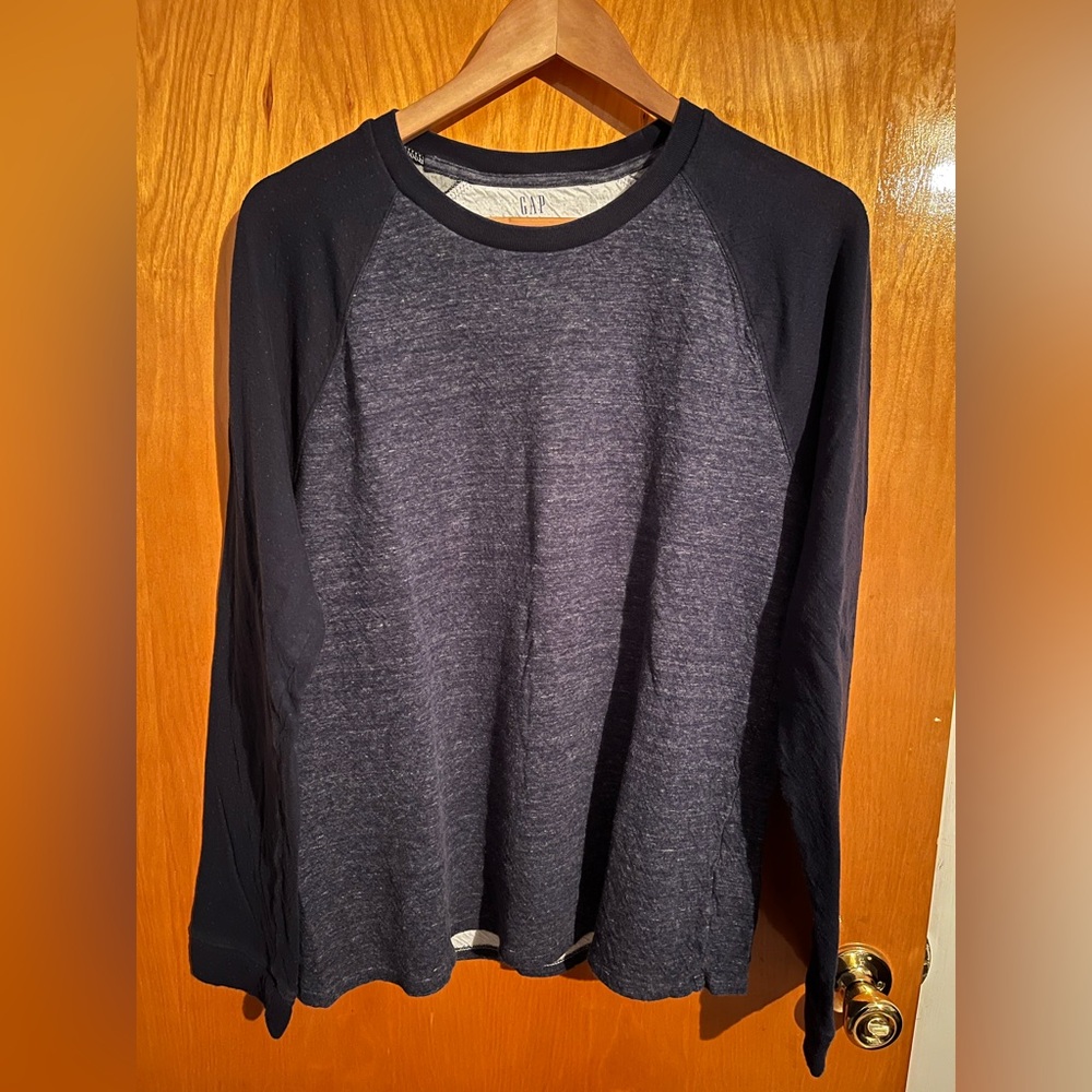 GAP MEN’S Blue Heather Thermal Knit Long Sleeve
